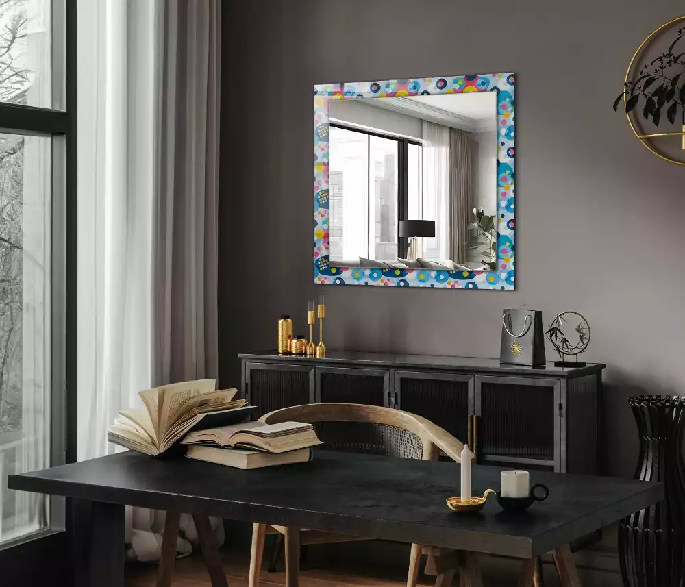 Miroir rectangulaire décoratif motifs abstraits colorés