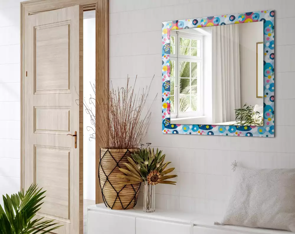 Miroir rectangulaire décoratif motifs abstraits colorés