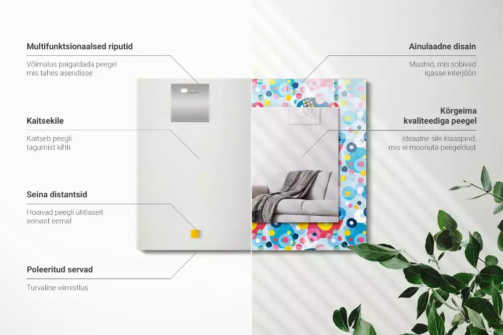 Miroir rectangulaire décoratif motifs abstraits colorés