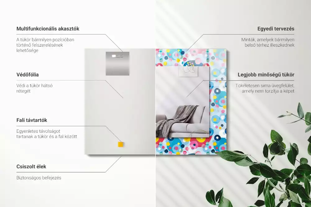 Miroir rectangulaire décoratif motifs abstraits colorés