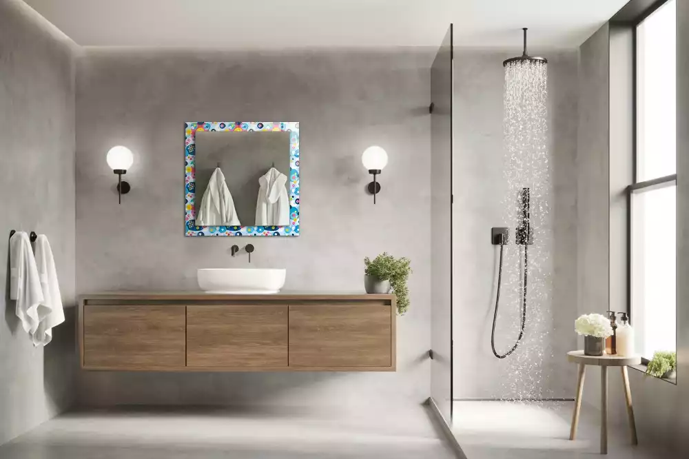 Miroir rectangulaire décoratif motifs abstraits colorés