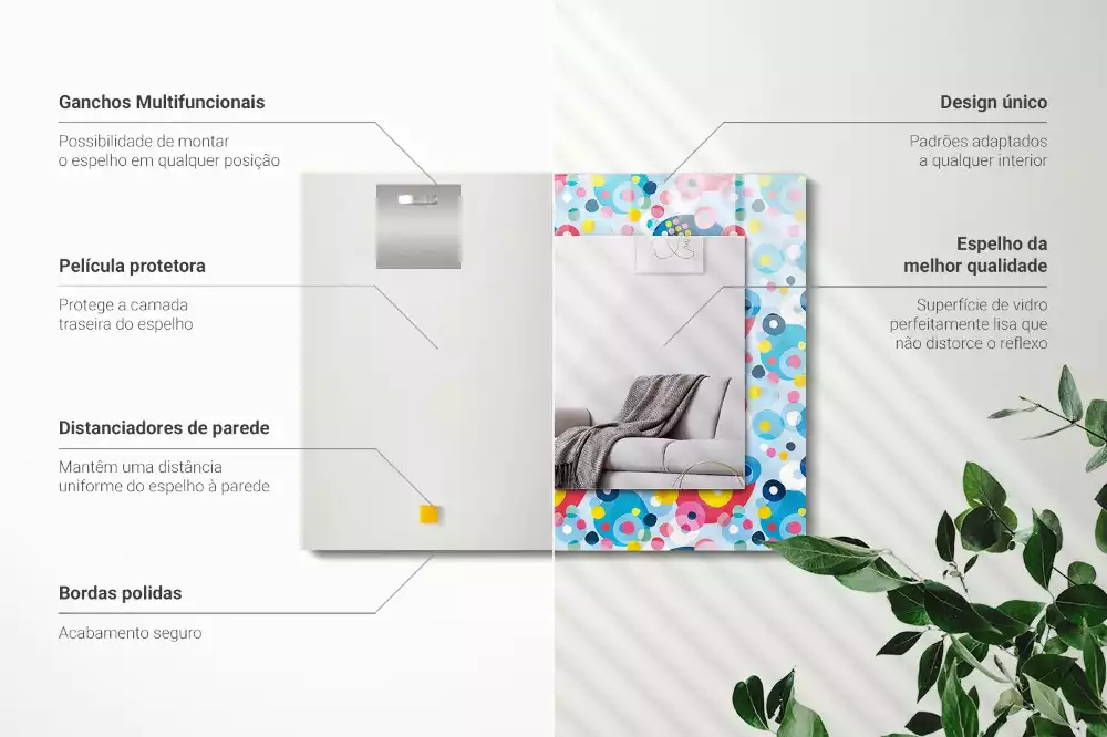 Miroir rectangulaire décoratif motifs abstraits colorés