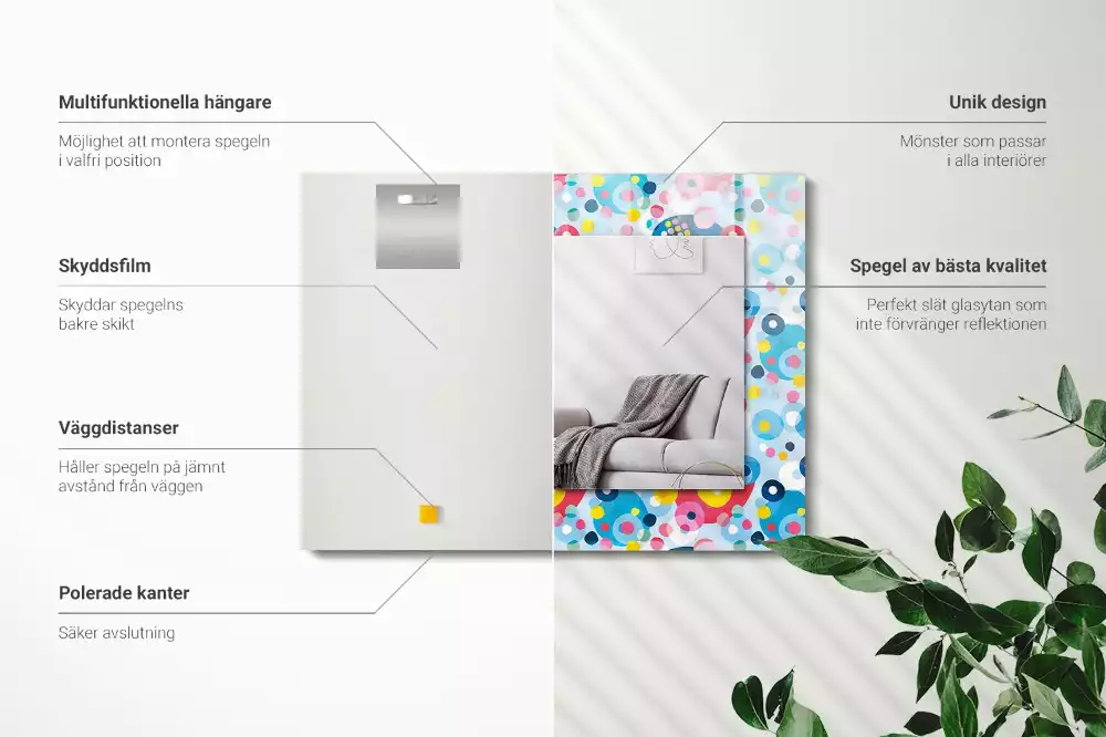 Miroir rectangulaire décoratif motifs abstraits colorés