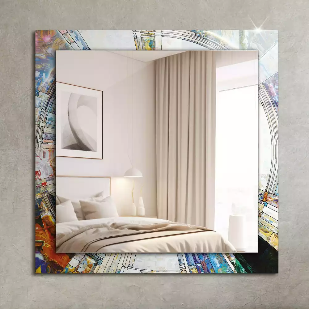Miroir rectangulaire imprimé mosaïque abstraite de cercles