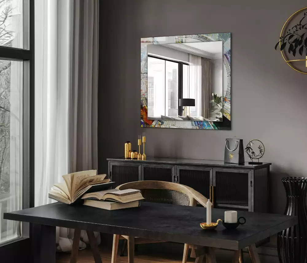 Miroir rectangulaire imprimé mosaïque abstraite de cercles