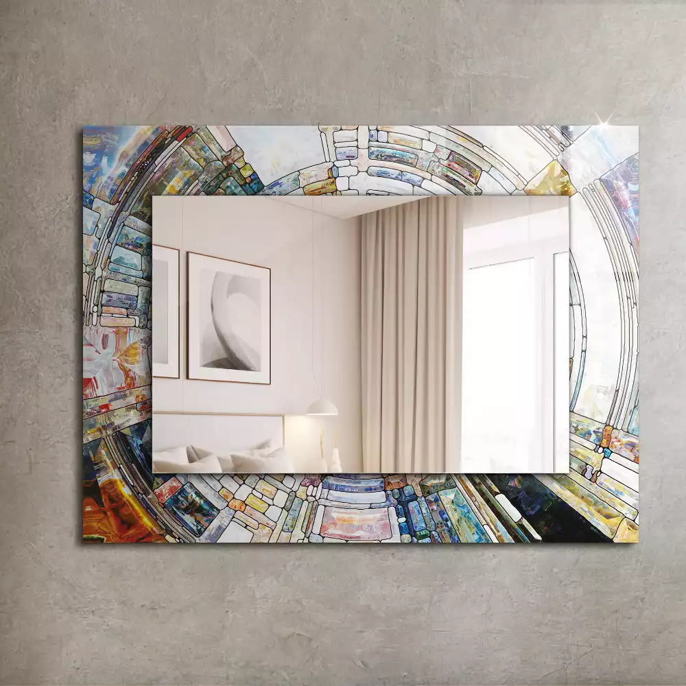 Miroir rectangulaire imprimé mosaïque abstraite de cercles