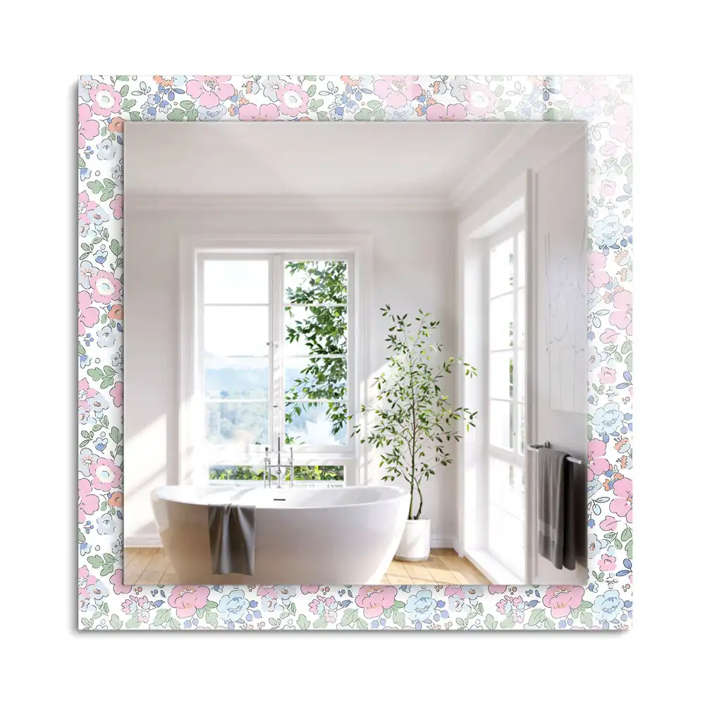 Miroir rectangulaire décoratif imprimé motif textile floral
