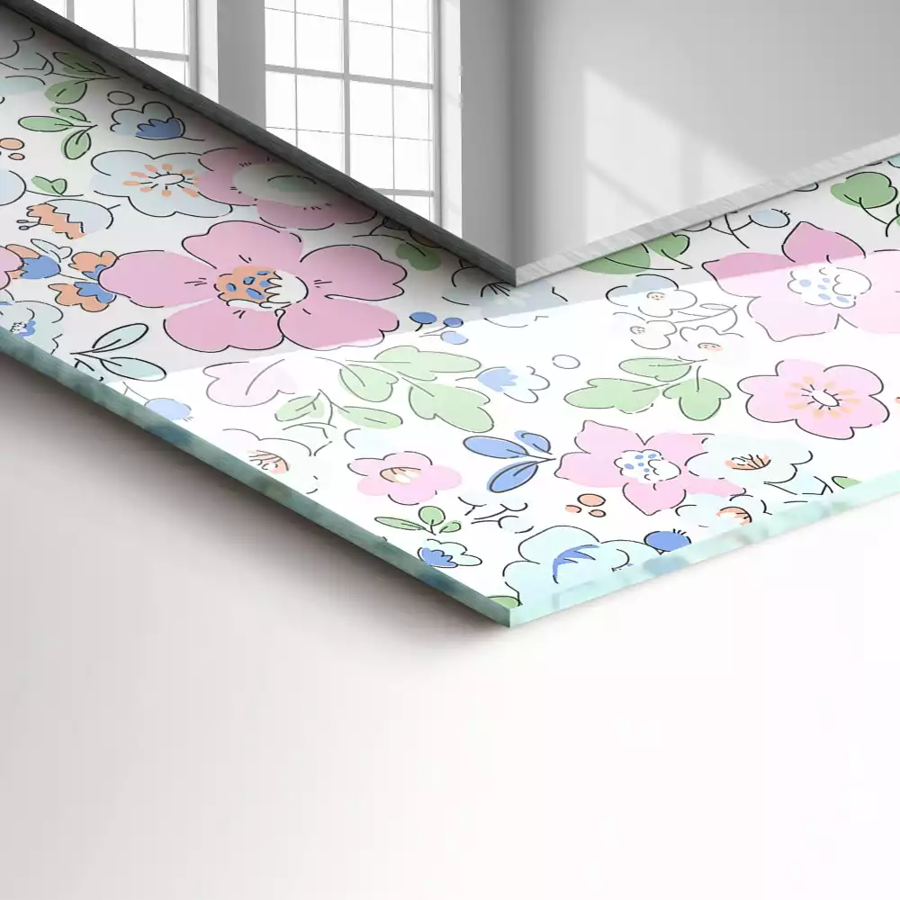 Miroir rectangulaire décoratif imprimé motif textile floral