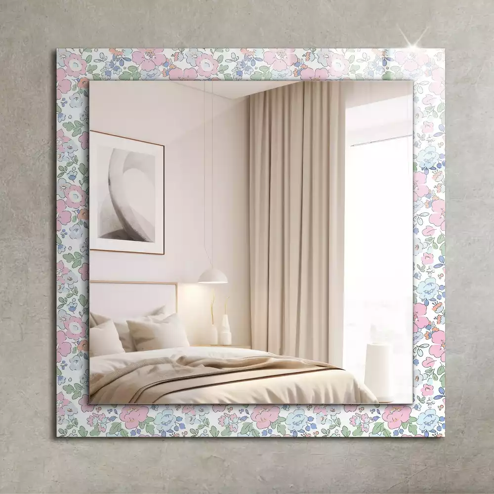 Miroir rectangulaire décoratif imprimé motif textile floral