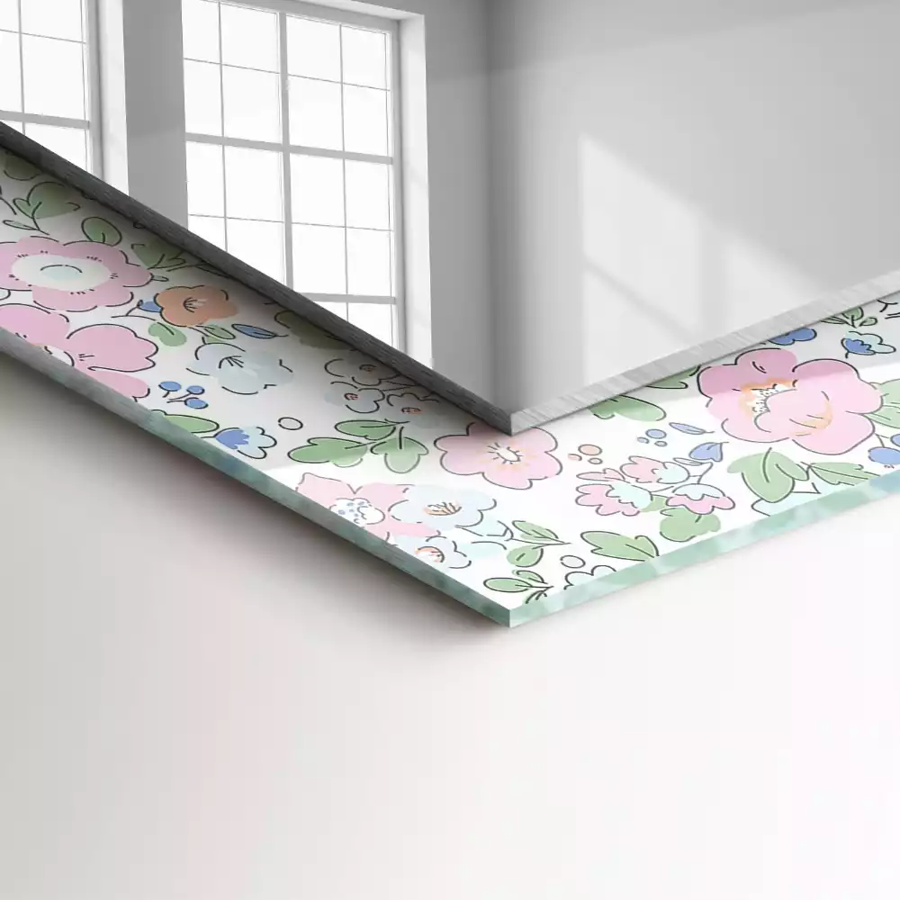 Miroir rectangulaire décoratif imprimé motif textile floral