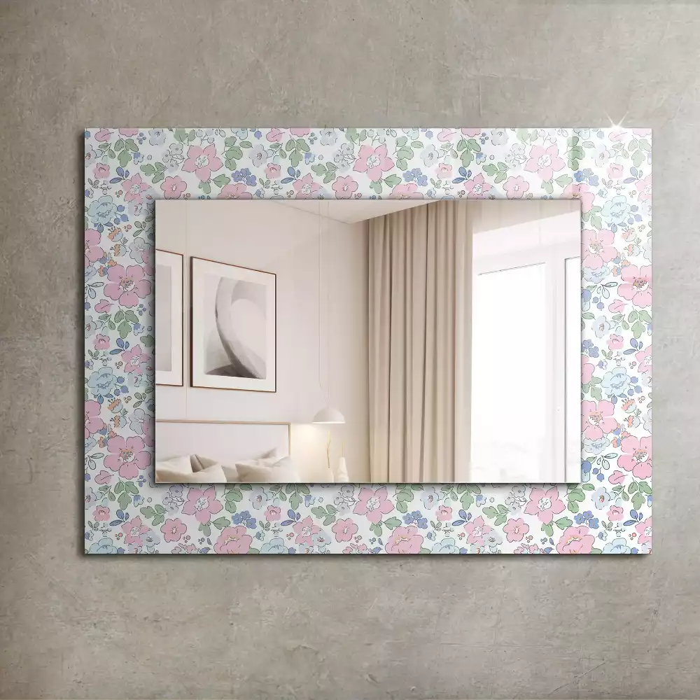 Miroir rectangulaire décoratif imprimé motif textile floral