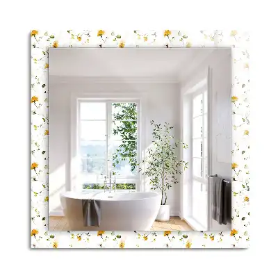Miroir rectangulaire avec cadre imprimé motif fleurs et feuilles