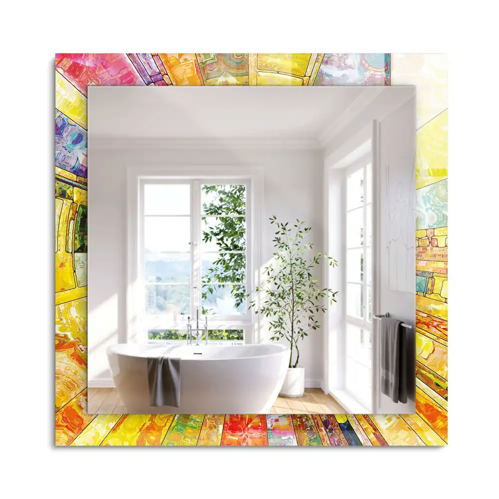 Miroir rectangulaire à cadre imprimé mosaïque abstraite colorée
