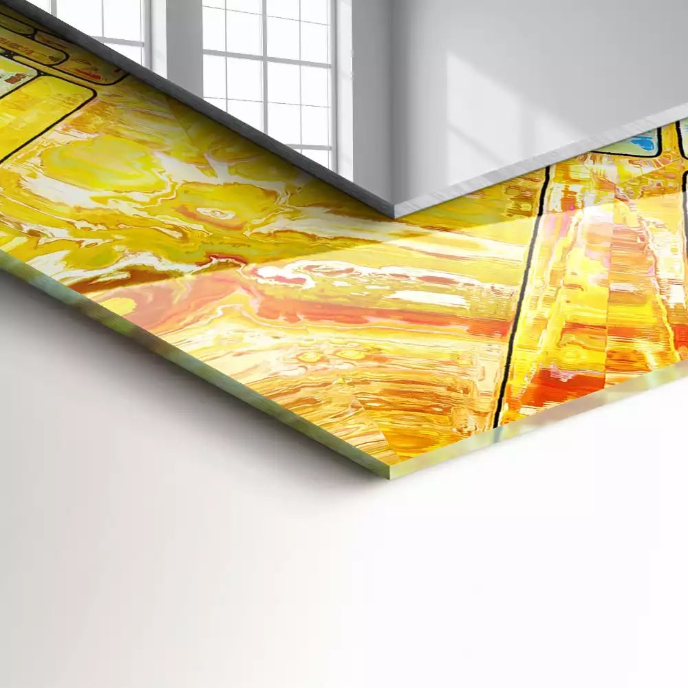 Miroir rectangulaire à cadre imprimé mosaïque abstraite colorée