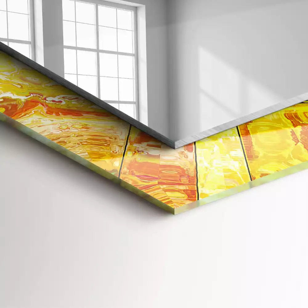 Miroir rectangulaire à cadre imprimé mosaïque abstraite colorée