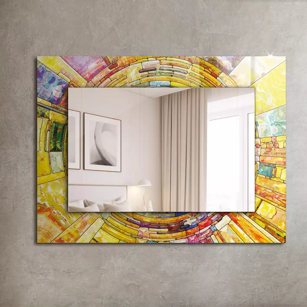 Miroir rectangulaire à cadre imprimé mosaïque abstraite colorée