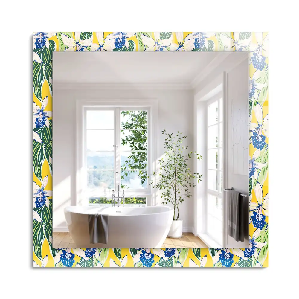 Miroir rectangulaire décoratif fleurs et feuilles