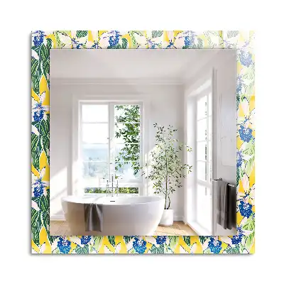 Miroir rectangulaire décoratif fleurs et feuilles