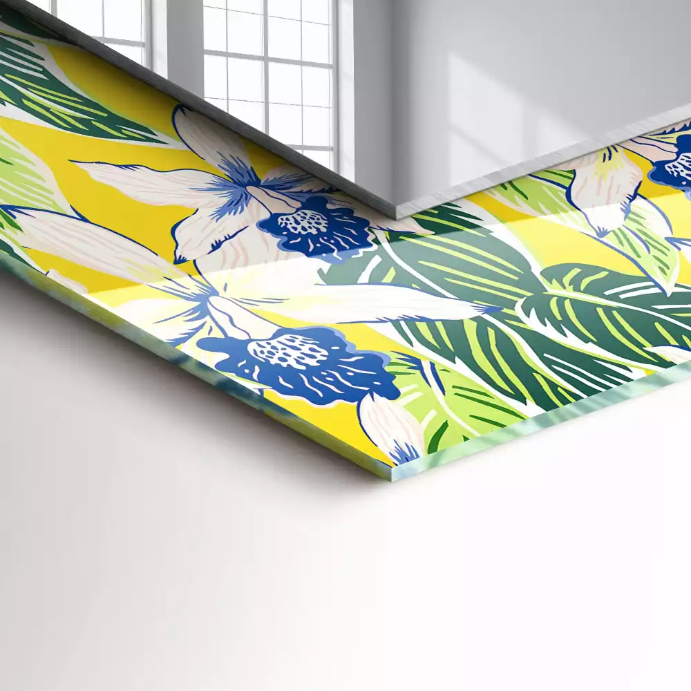 Miroir rectangulaire décoratif fleurs et feuilles