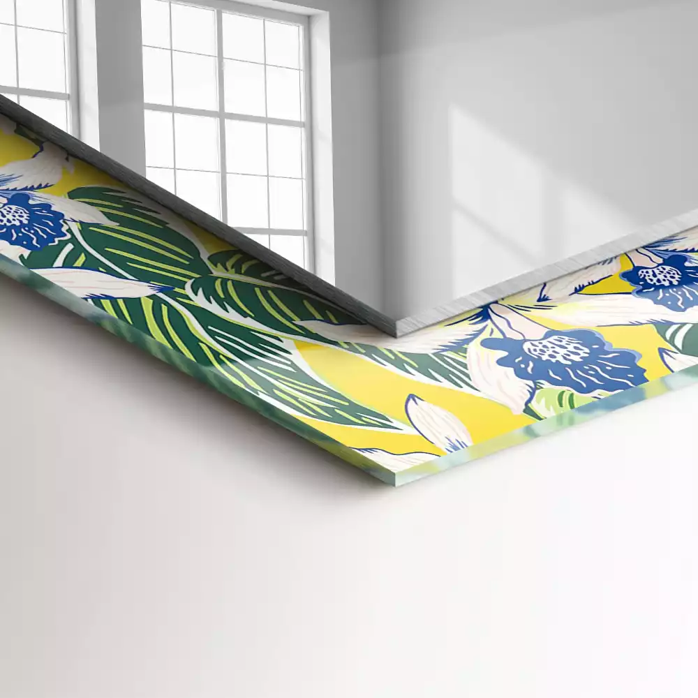 Miroir rectangulaire décoratif fleurs et feuilles
