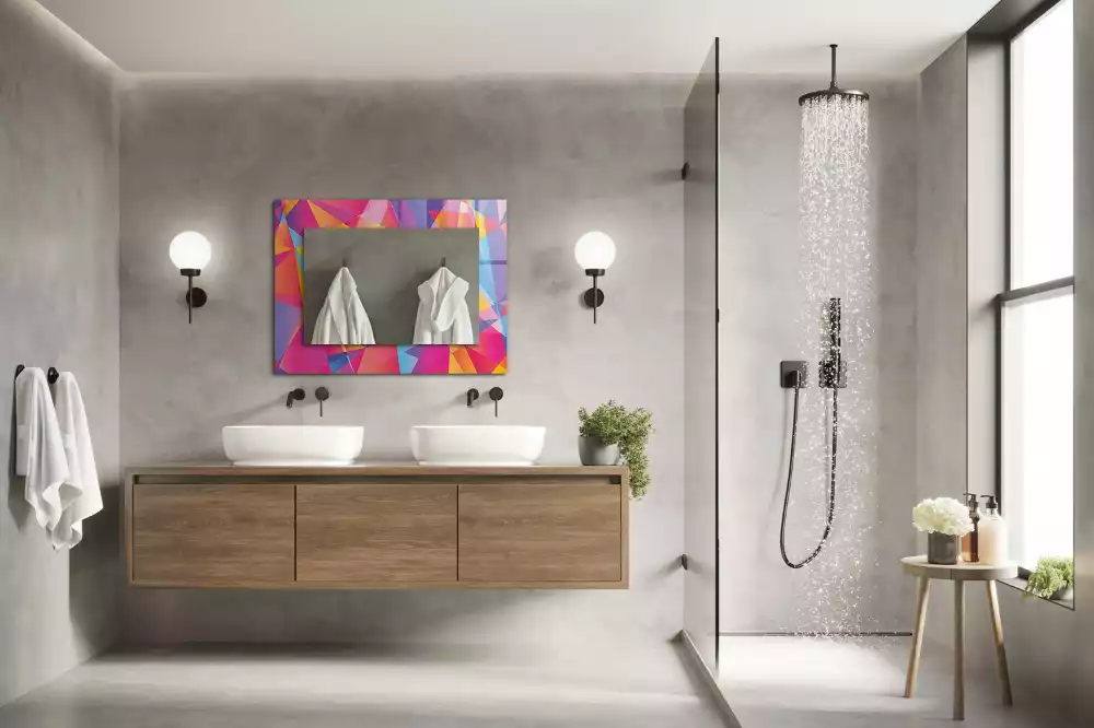 Miroir rectangulaire imprimé motifs géométriques colorés