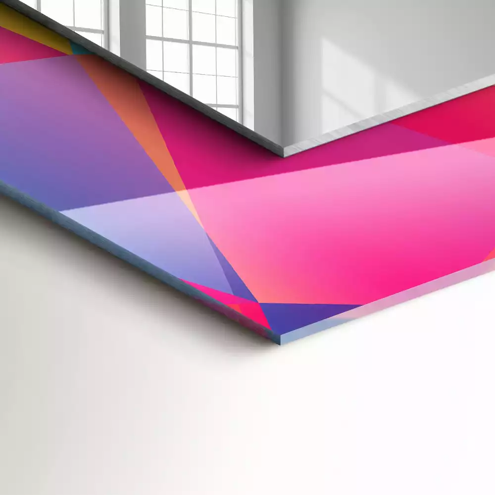 Miroir rectangulaire imprimé motifs géométriques colorés