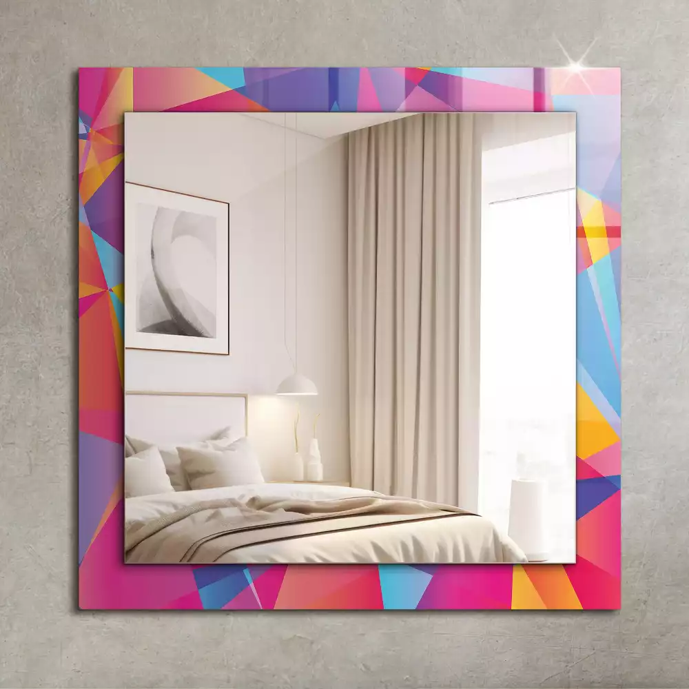 Miroir rectangulaire imprimé motifs géométriques colorés