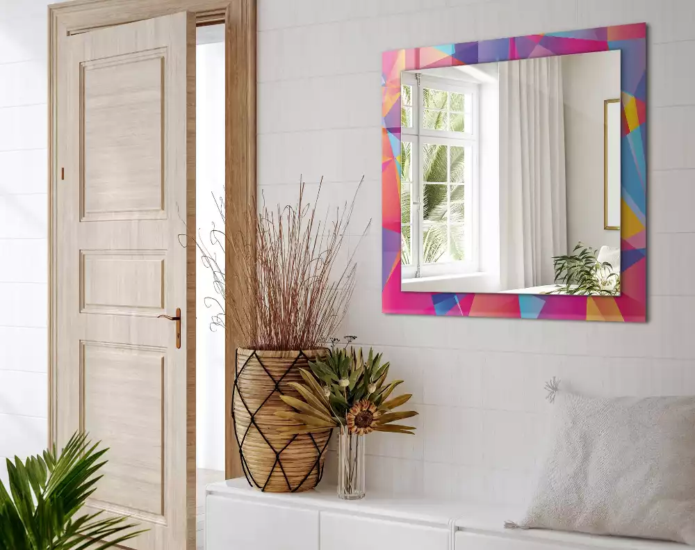 Miroir rectangulaire imprimé motifs géométriques colorés