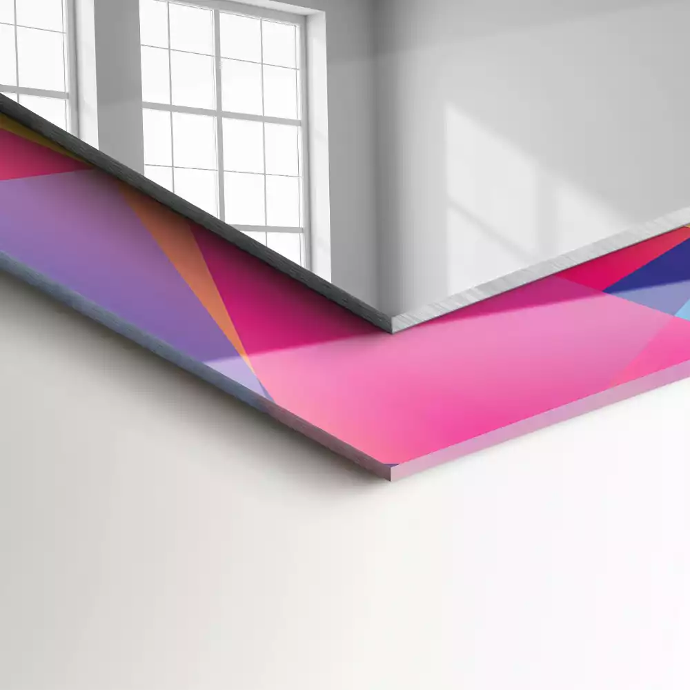Miroir rectangulaire imprimé motifs géométriques colorés