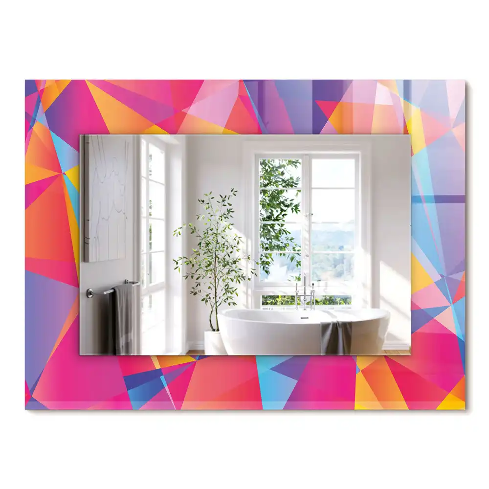 Miroir rectangulaire imprimé motifs géométriques colorés