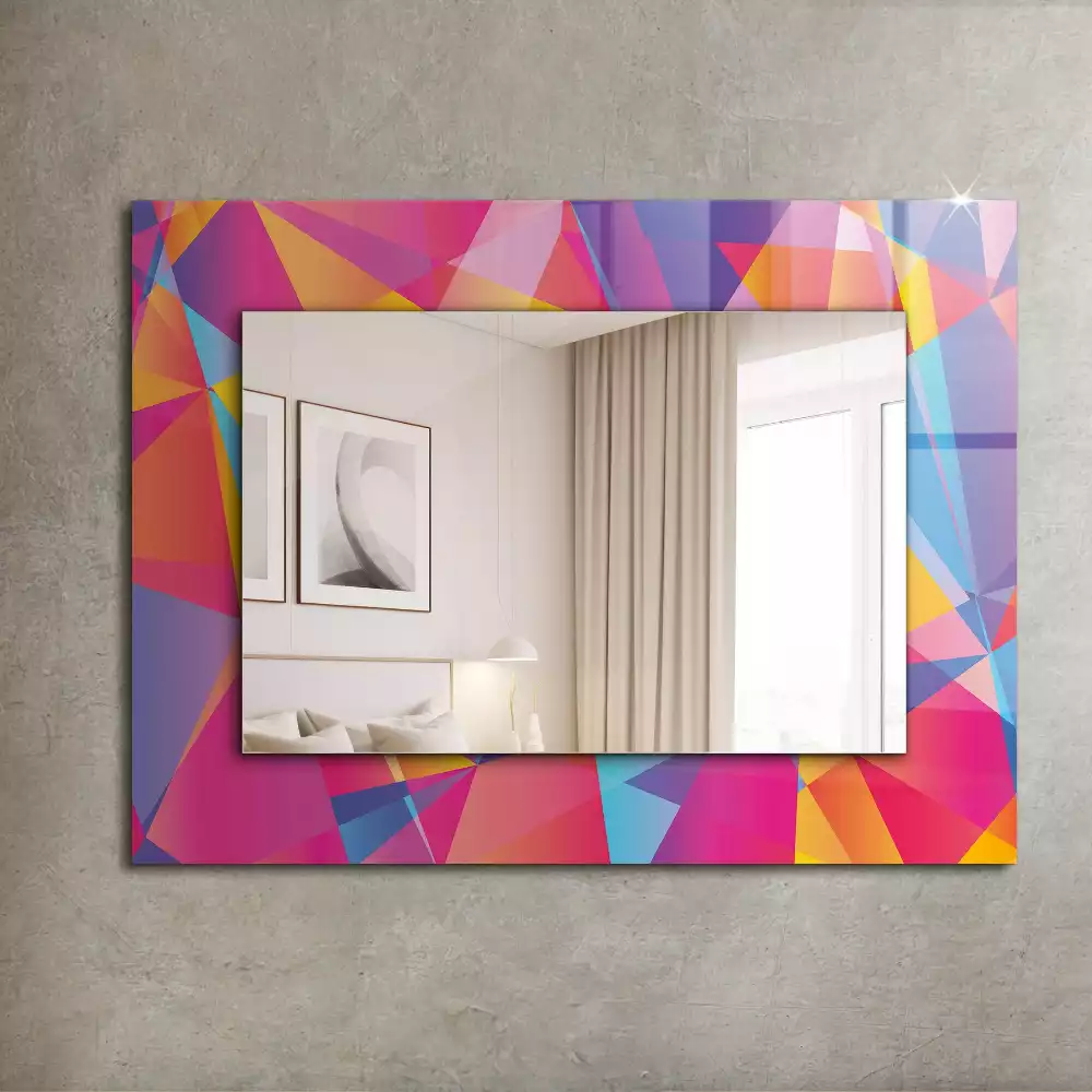 Miroir rectangulaire imprimé motifs géométriques colorés