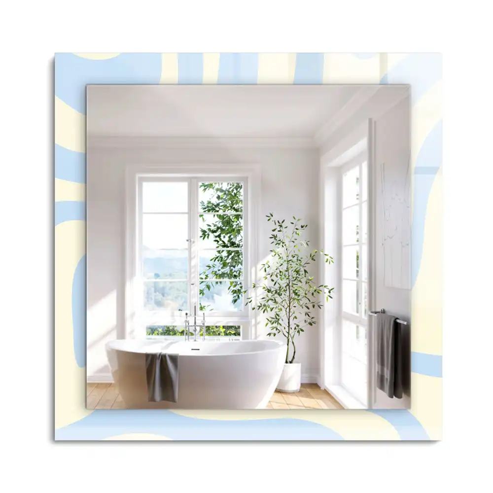 Miroir rectangulaire décoratif imprimé motifs ondulés abstraits