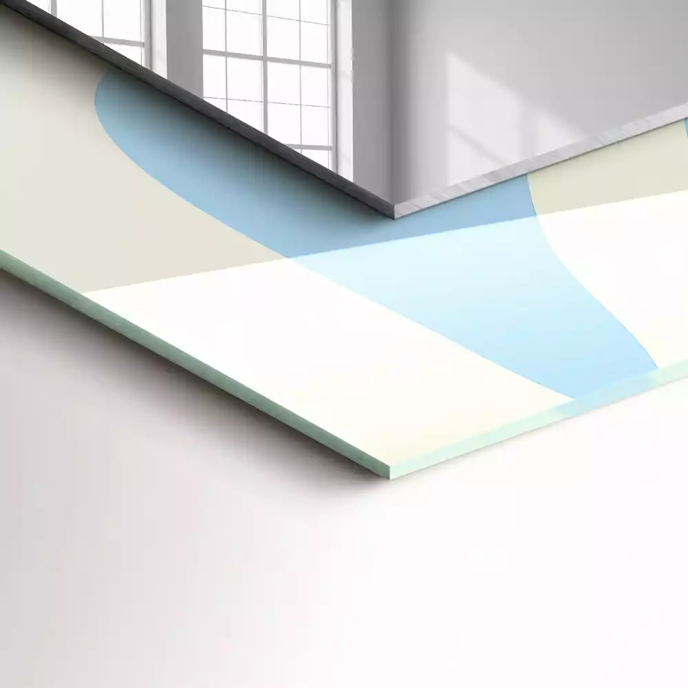 Miroir rectangulaire décoratif imprimé motifs ondulés abstraits