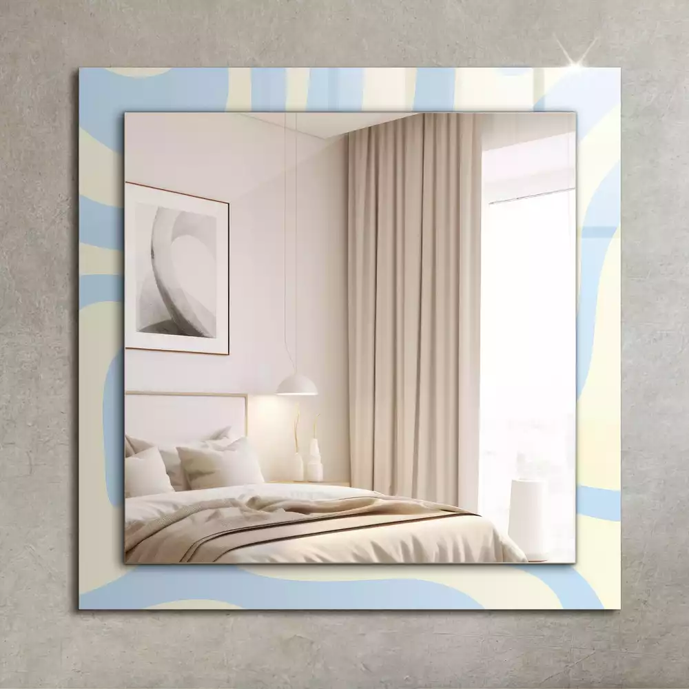 Miroir rectangulaire décoratif imprimé motifs ondulés abstraits
