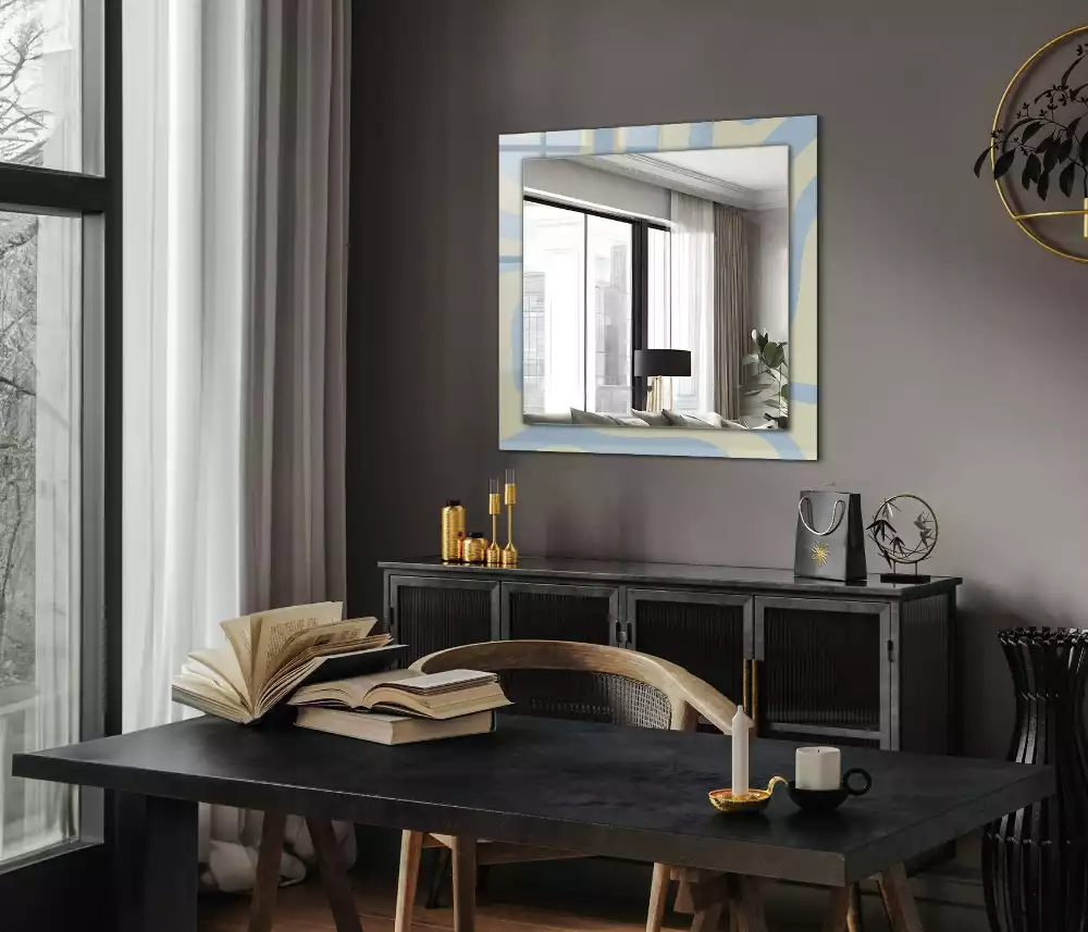 Miroir rectangulaire décoratif imprimé motifs ondulés abstraits