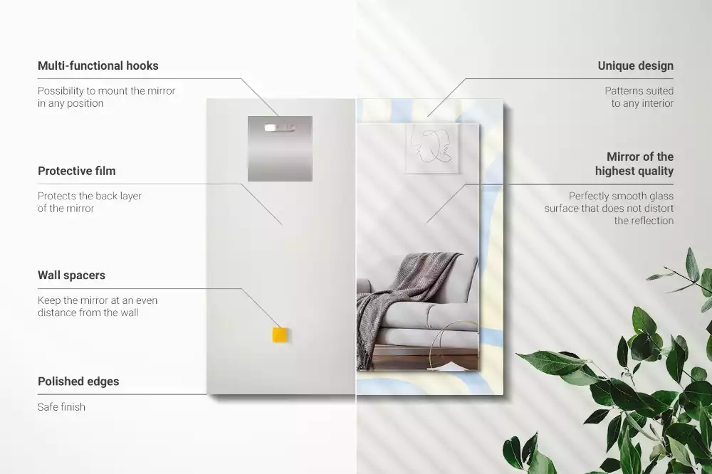 Miroir rectangulaire décoratif imprimé motifs ondulés abstraits