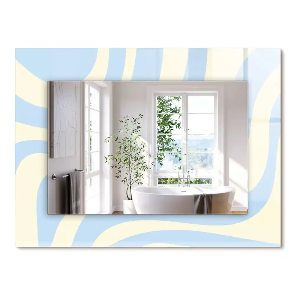 Miroir rectangulaire décoratif imprimé motifs ondulés abstraits