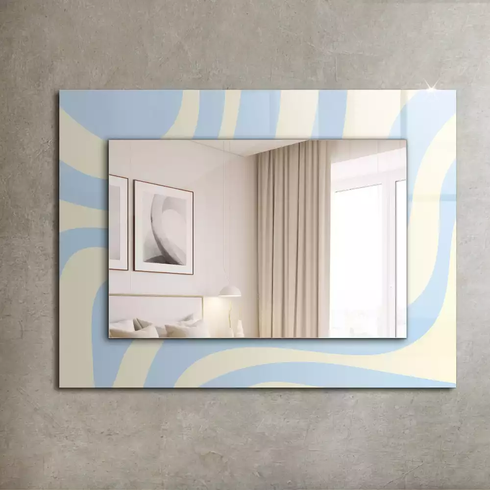 Miroir rectangulaire décoratif imprimé motifs ondulés abstraits
