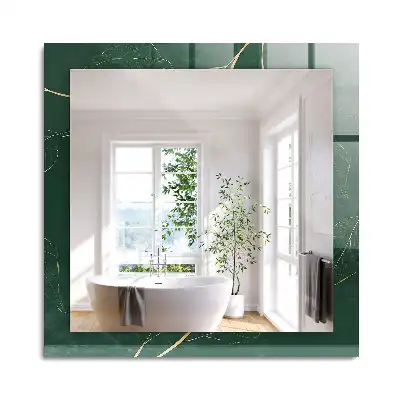 Miroir rectangulaire à cadre imprimé feuilles vert et or