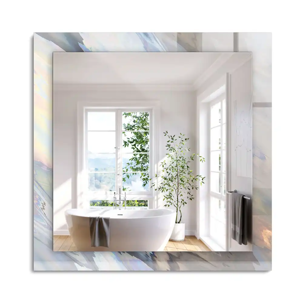 Miroir rectangulaire imprimé motifs abstraits colorés