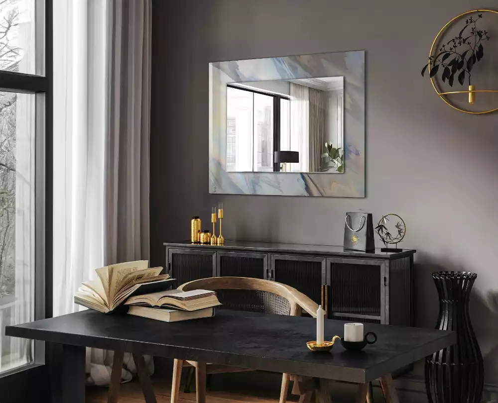 Miroir rectangulaire imprimé motifs abstraits colorés