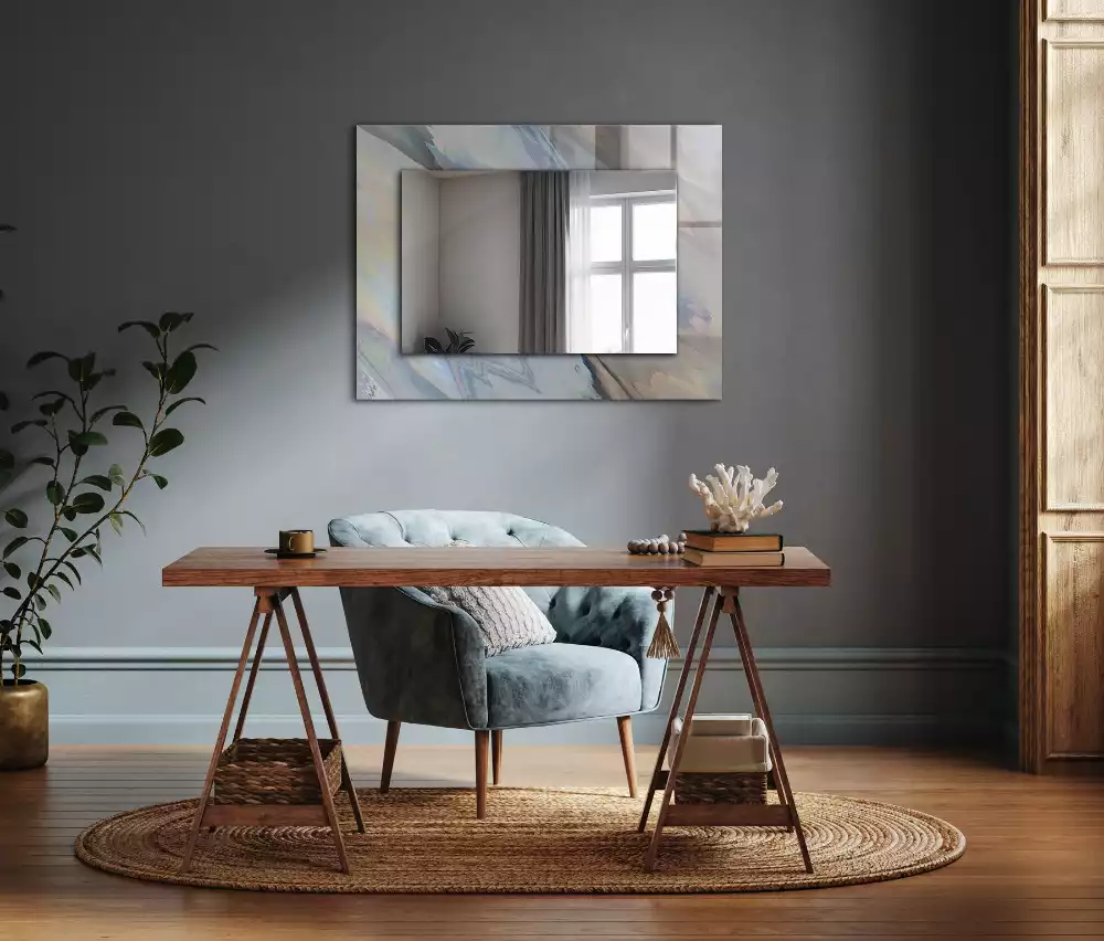 Miroir rectangulaire imprimé motifs abstraits colorés