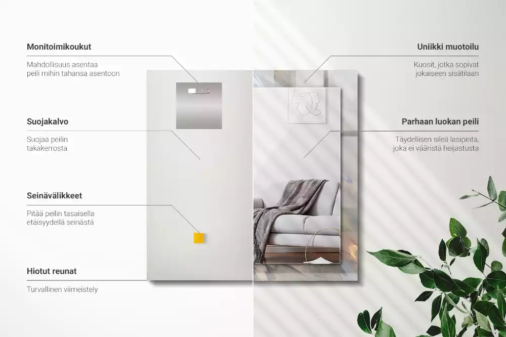 Miroir rectangulaire imprimé motifs abstraits colorés