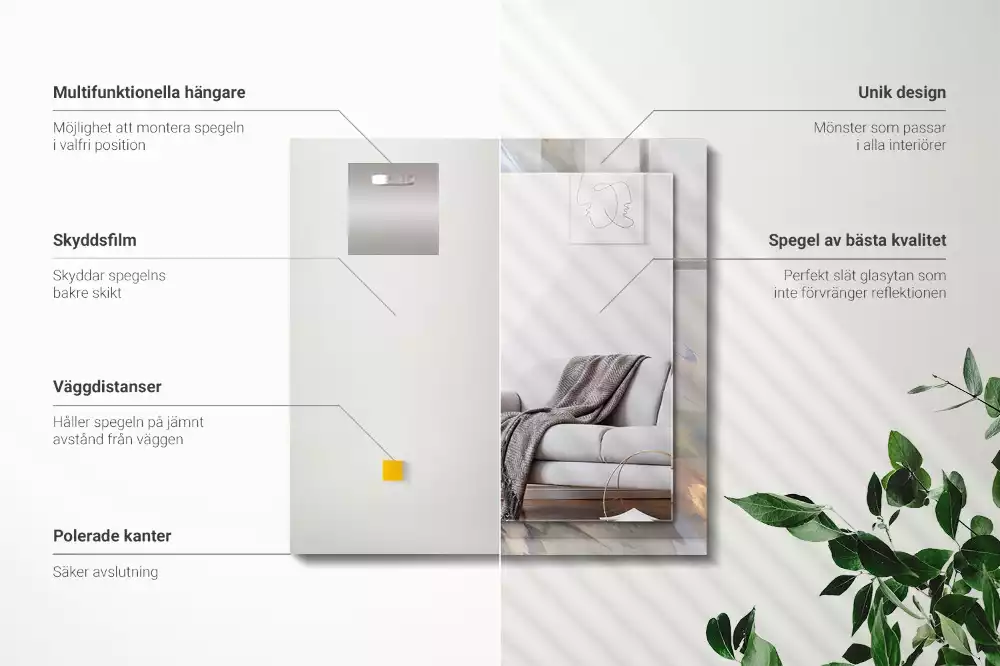 Miroir rectangulaire imprimé motifs abstraits colorés