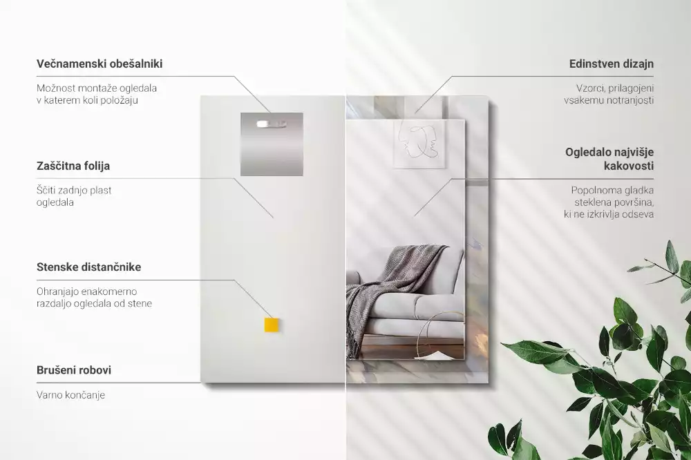 Miroir rectangulaire imprimé motifs abstraits colorés