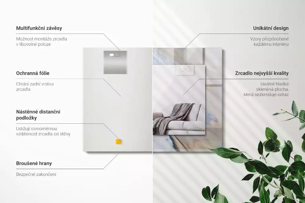 Miroir rectangulaire imprimé motifs abstraits colorés
