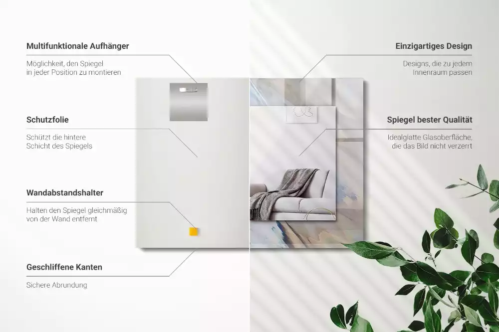Miroir rectangulaire imprimé motifs abstraits colorés