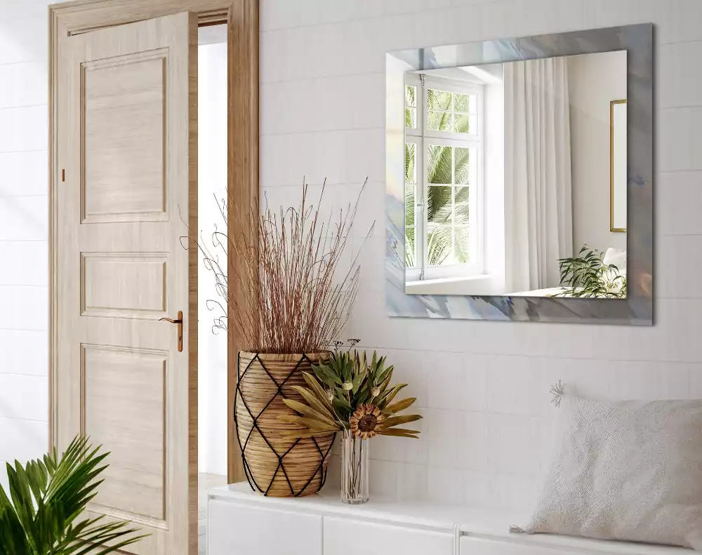 Miroir rectangulaire imprimé motifs abstraits colorés