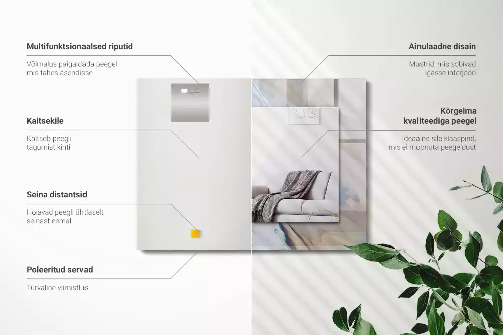 Miroir rectangulaire imprimé motifs abstraits colorés