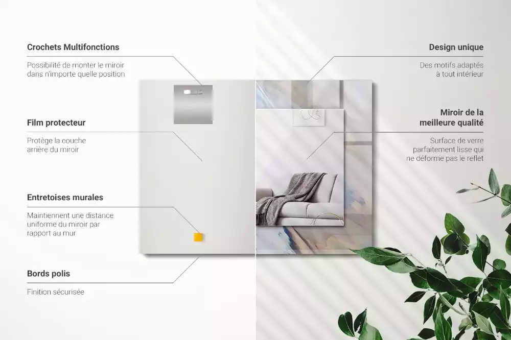 Miroir rectangulaire imprimé motifs abstraits colorés